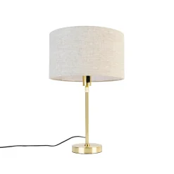 Lampe de table dorée réglable avec abat-jour gris clair 35 cm - Parte