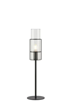 Lampe de table E14 40W max, noir et verre ondulé - Markslöjd - Tubo