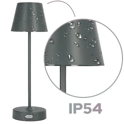 Lampe de table EDO NELI LED 2,7 W grise avec batterie 2200 mAh IP54 RGB 200 lm hauteur 33 cm NELI EDO