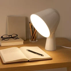 Lampe de table en ABS blanc Design moderne et compact, douille E14