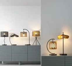 Lampe de table en contreplaqué couleur miel