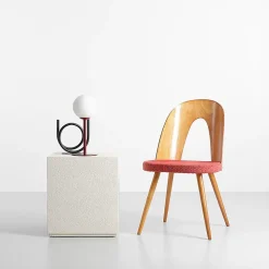 Lampe de table en métal avec globe en verre Pinne Bordeau - Aldex