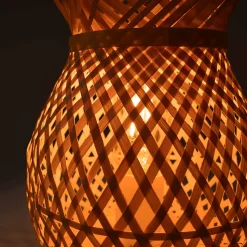 Lampe de table en osier avec base en bois ARANA E27