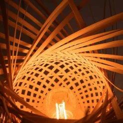 Lampe de table en osier avec base en bois ARANA E27