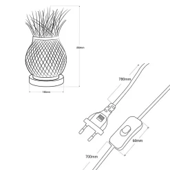 Lampe de table en osier avec base en bois ARANA E27