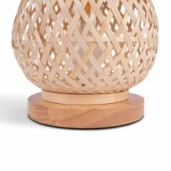 Lampe de table en osier avec base en bois ARANA E27