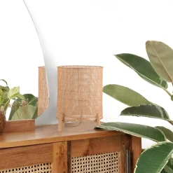 Lampe de table en rotin et bois E27