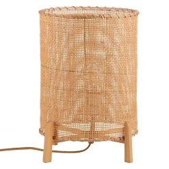 Lampe de table en rotin et bois E27