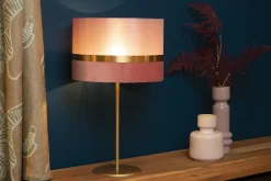Lampe de table EXTRAVAGANZA TUSSE en lin avec 1xE14 - Rose - Lucide