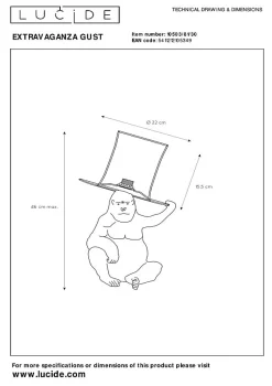 Lampe de table EXTRAVAGANZA GUST en synthétique avec 1xE14 - Noir - Lucide