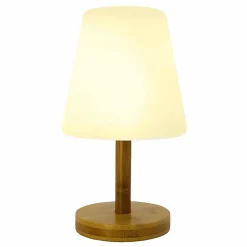 Lampe de table extérieur LED intégrée dimmable 1W Standy Lumisky bois mat L.16 x H. 25 x P.15.8 x ø 16 cm