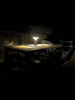 Lampe de table extérieur solaire Halo Lumihome noir IP44 25/130/250lm blanc neutre L.22,5 x l.16,5 x 22,5 cm noir