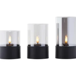 Lampe de table extérieure BOUGIE noir/verre fumé plastique/verre - LED IP44