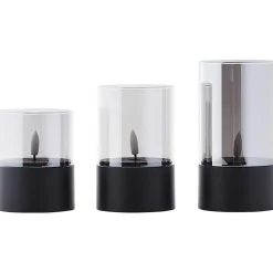 Lampe de table extérieure BOUGIE noir/verre fumé plastique/verre - LED IP44