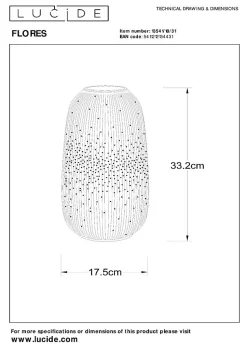 Lampe de table FLORES en porcelaine avec 1xE14 - Blanc - Lucide