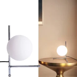 Lampe de Table GRECY 15cm Moderne en Argenté et Cristal, Idéale pour Bureau, Chambre et Salon, E27