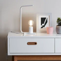 Lampe de table incandescent Darrah GoodHome E27 blanc mat