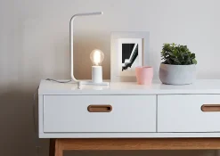 Lampe de table incandescent Darrah GoodHome E27 blanc mat