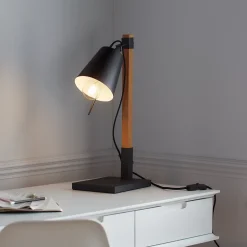 Lampe de table incandescent Menonry GoodHome E27 noir mat