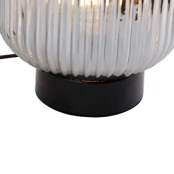 Lampe de table intelligente noire avec verre fumé, Wi-Fi A60 inclus - Karel