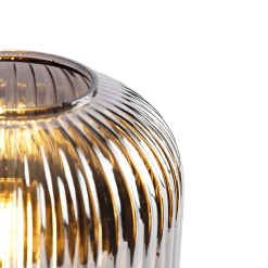 Lampe de table intelligente noire avec verre fumé, Wi-Fi A60 inclus - Karel