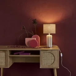 Lampe de table intérieur céramique moutarde H 44cm - Aurore