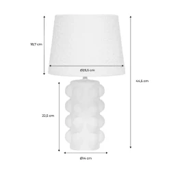 Lampe de table intérieur céramique moucheté blanc et noir. abat-jour en bouclette H 45cm - Mia