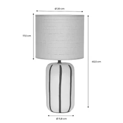Lampe de table intérieur céramique blanche. abat-jour effet rotin H 41cm - Roxane