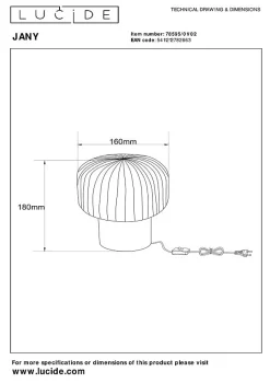 Lampe de table JANY en verre avec 1xE14 - Or Mat / Laiton - Lucide