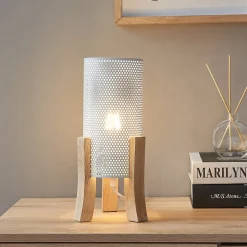 Lampe de table Joelleldsvin E27 30 x 14 x 14 cm blanc lux.pro