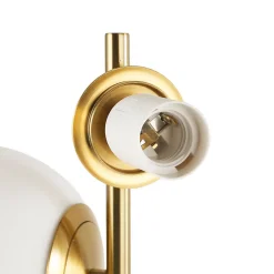 Lampe de Table KAVALA avec Trois Boules de Cristal Blanc 15cm, Structure en Métal Doré 3E27 Design Élégant et Fonction