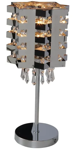 Lampe de table 'Kristallo' en métal et verre, chrome, E27