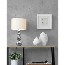 Lampe De Table Lampe De Chevet E14 Métal Textile Hauteur 43 Cm Blanc Et Chrome lux.pro