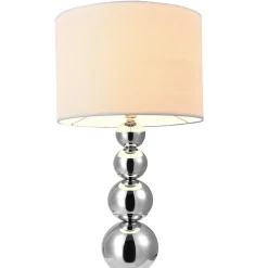 Lampe De Table Lampe De Chevet E14 Métal Textile Hauteur 43 Cm Blanc Et Chrome lux.pro