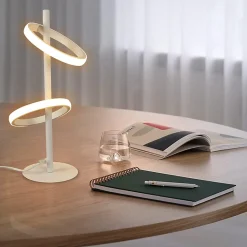Lampe de table led nettlife lampe de bureau rotative moderne en forme d'anneau pour salon
