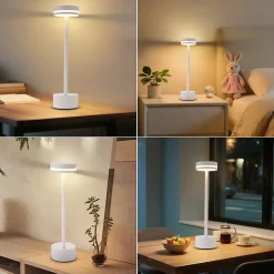 Lampe de table led nettlife à piles, sans fil, à intensité variable, rechargeable par usb-c, tactile (blanc, lot de 2)