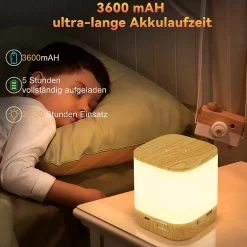 Lampe de table led nettlife avec 3 températures de couleur, lampe de chevet, batterie 3600 mah, usb