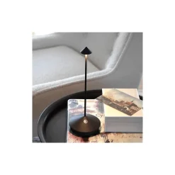 Lampe de table LED Pina Pro Noir Mat rechargeable et dimmable sans fil Zafferano