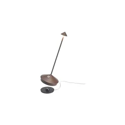 Lampe de table LED Pina Pro Corten rechargeable et dimmable sans fil Zafferano
