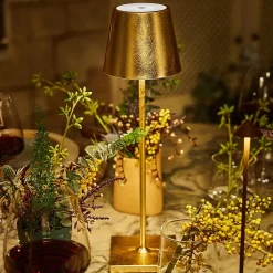 Lampe de table LED Poldina Pro Gold Leaf, rechargeable et dimmable avec une autonomie allant jusqu'à 12 heures