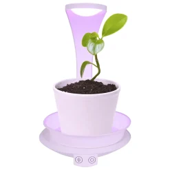 Lampe de table LED pour plantes de 24 cm de haut, en métal et plastique blanc, avec LED intégrée