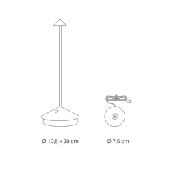 Lampe de table LED rechargeable et réglable Pina Pro Gold - 2,2 W, 2 200-2 700-3000K, IP54
