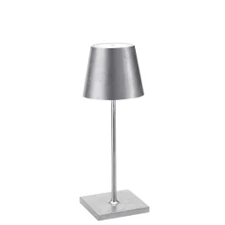 Lampe de table LED rechargeable et dimmable Zafferano Poldina Pro Mini Silver Leaf avec une autonomie allant jusqu'à 12 heures