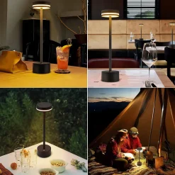 Lampe de table led sans fil nettlife, lampe de chevet à intensité variable 3 000 k-6 500 k avec port usb-c, tactile, noire