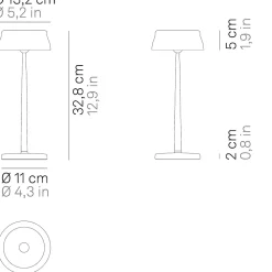 Lampe de table LED Wi-Fi connectée Zafferano Sister Light dorée rechargeable dimmable 2200-2700-3000-4000K 3,2W h33cm