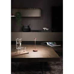 Lampe de table LED Zafferano Swap Pro Corten, rechargeable et dimmable, 2200-2700-3000K - autonomie maximale 9h