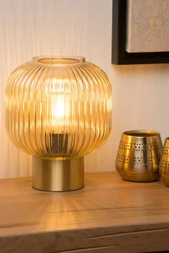 Lampe de table MALOTO en verre avec 1xE27 - Ambre - Lucide