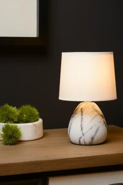 Lampe de table MARMO en céramique avec 1xE14 - Blanc - Lucide