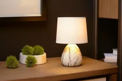 Lampe de table MARMO en céramique avec 1xE14 - Blanc - Lucide