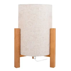 Lampe de table MATILDA 32cm bois tissu style naturel douille E27 classique salon bureau entrée